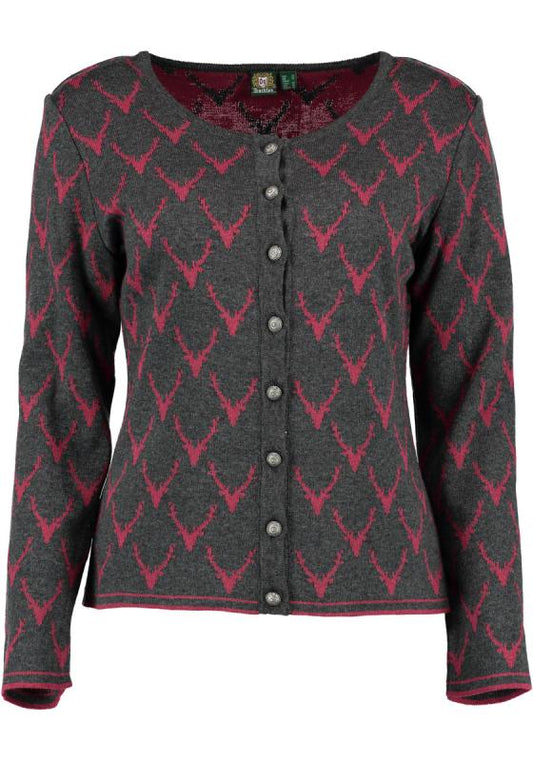 OS Trachten Women's Cardigan — Antler Knit - anthracite