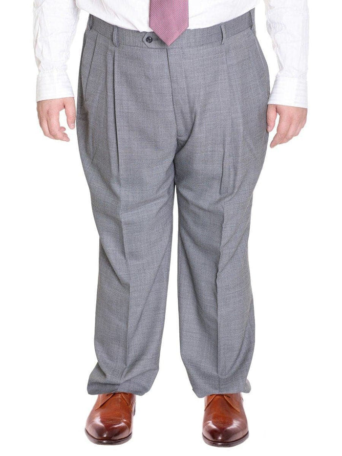 Palm Beach PANTS Palm Beach Mens Light Heather Gray Double Pleated Wool Blend Dress Pants