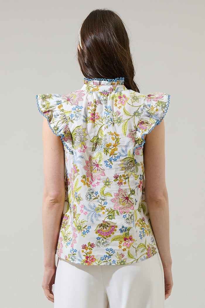 Pany Floral Rayen Ruffle Top