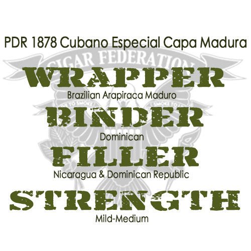PDR 1878 Cubano Especial Capa Madura - Cigar Federation