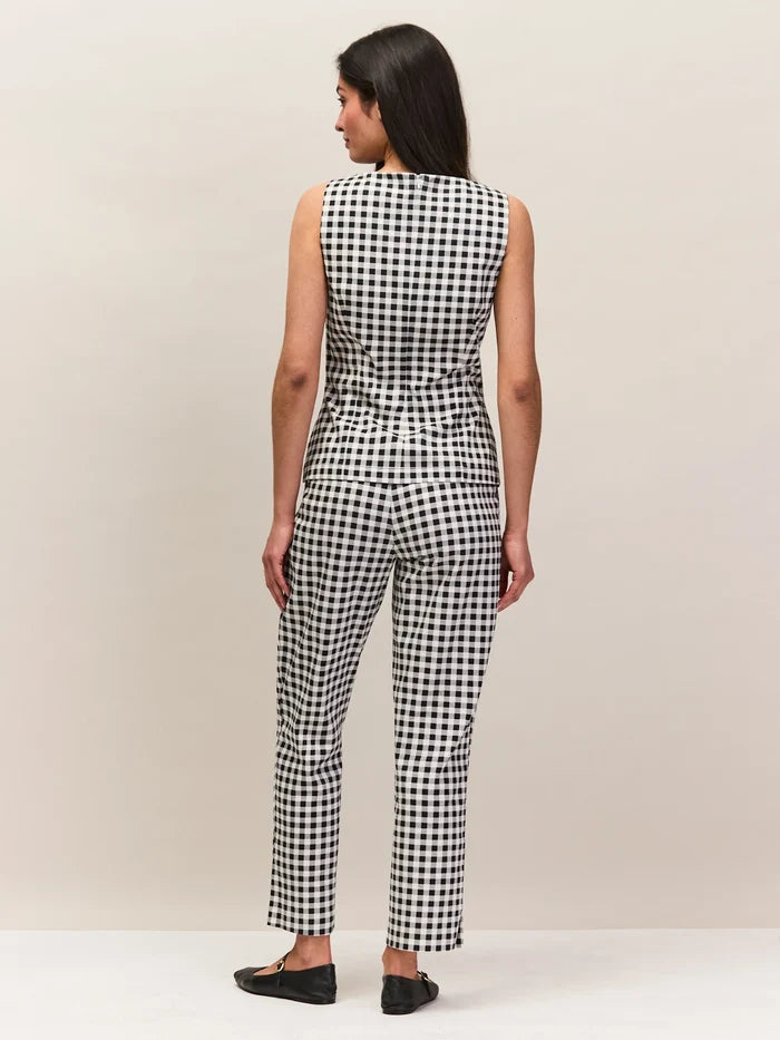 Petite Black And Ivory Gingham 7/8 Cotton Capri
