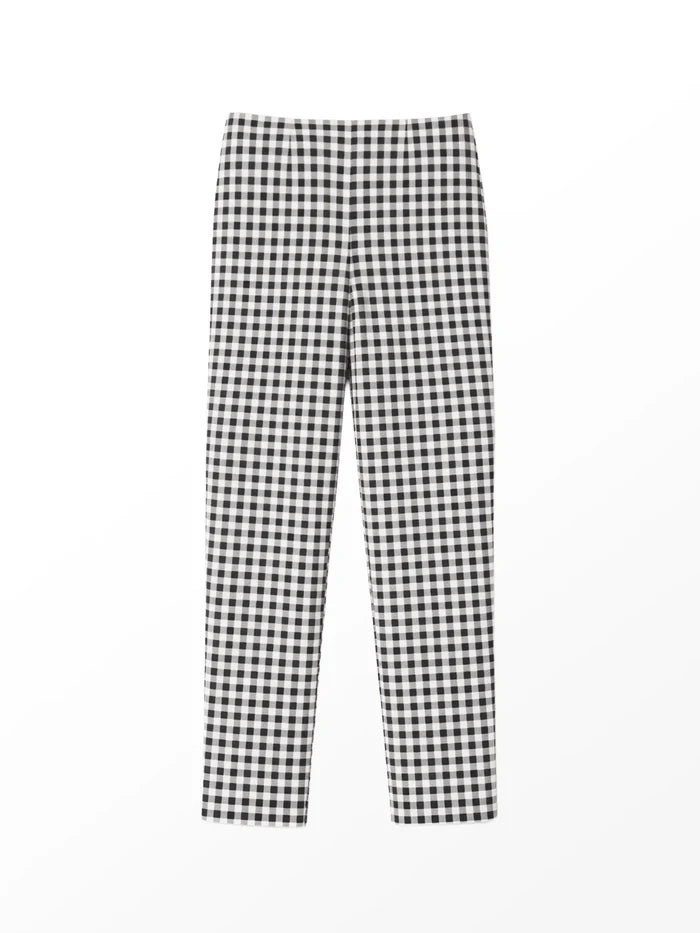 Petite Black And Ivory Gingham 7/8 Cotton Capri