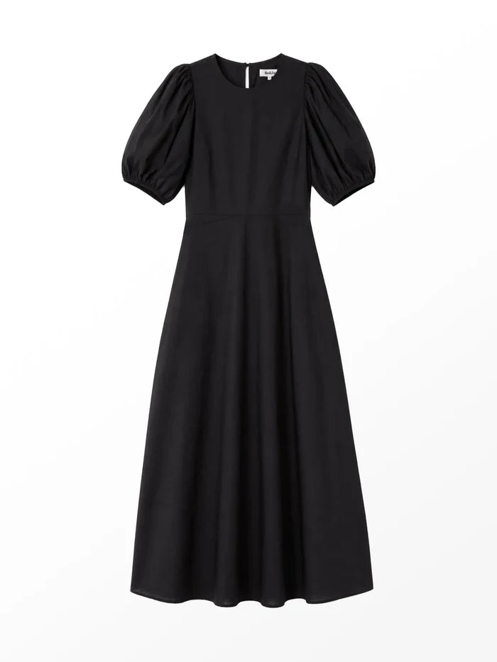 Black Cotton Voile Seam Waist Dress