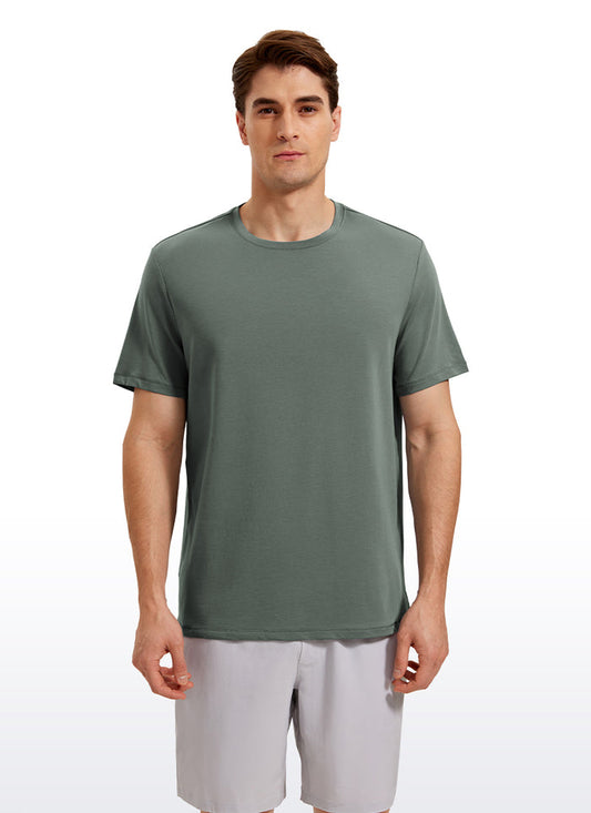 CRZ YOGA Men's Casual Classic Fit  T-Shirts Short Sleeve Crew Neck Grey Sage