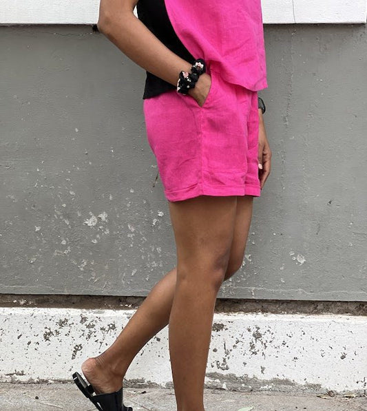 Pink linen shorts