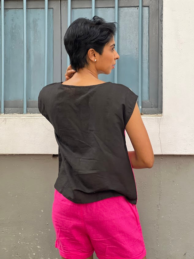 Pink linen shorts