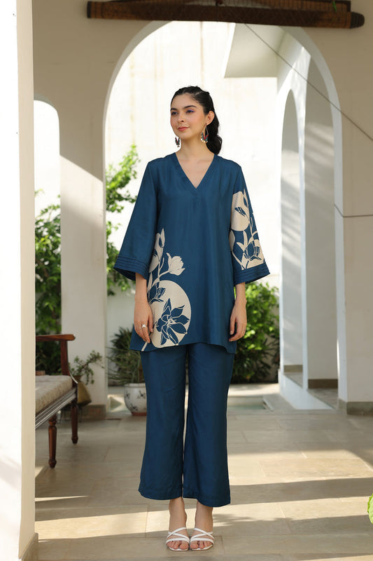 Playful Jade Ensemble Russian Silk Co-ord Set