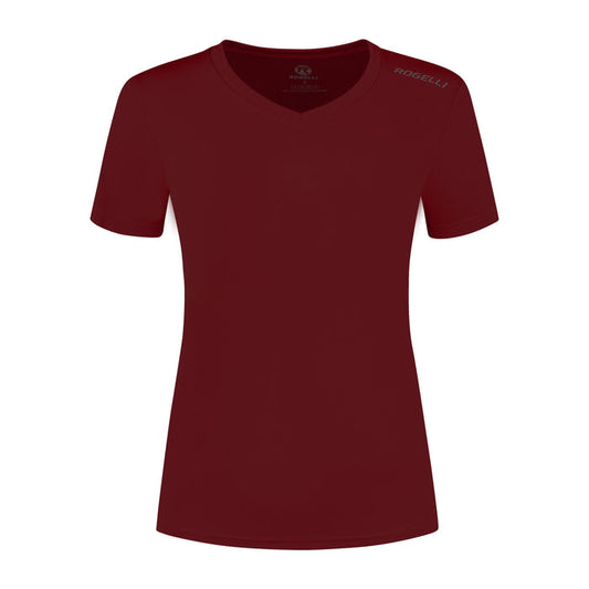 Rogelli Promo shirt korte mouw dames bordeaux voorkant.