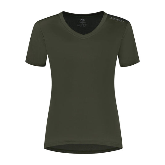 Rogelli Promo shirt korte mouw dames legergroen voorkant.