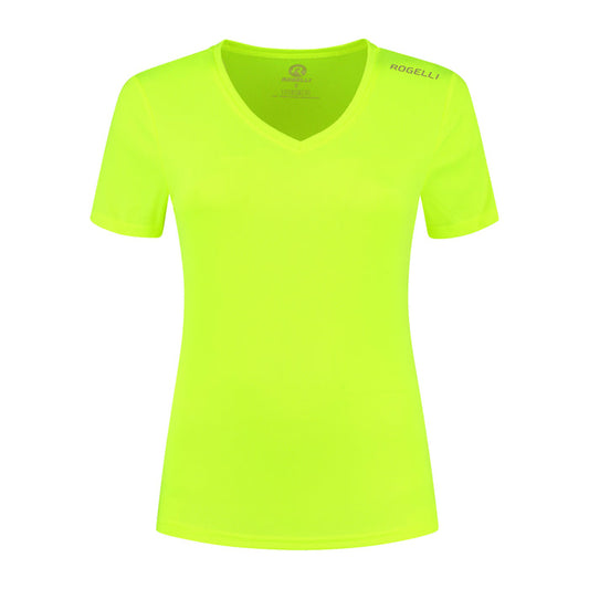 Rogelli Promo shirt korte mouw dames fluor voorkant.