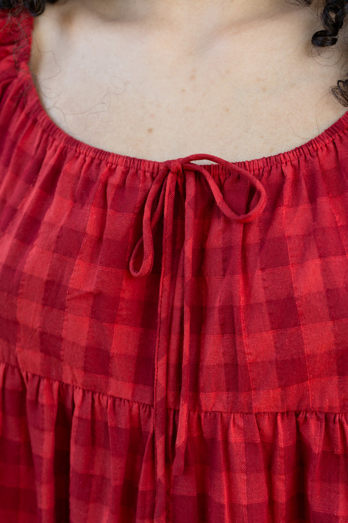 Puff Sleeve Gingham Mini Dress