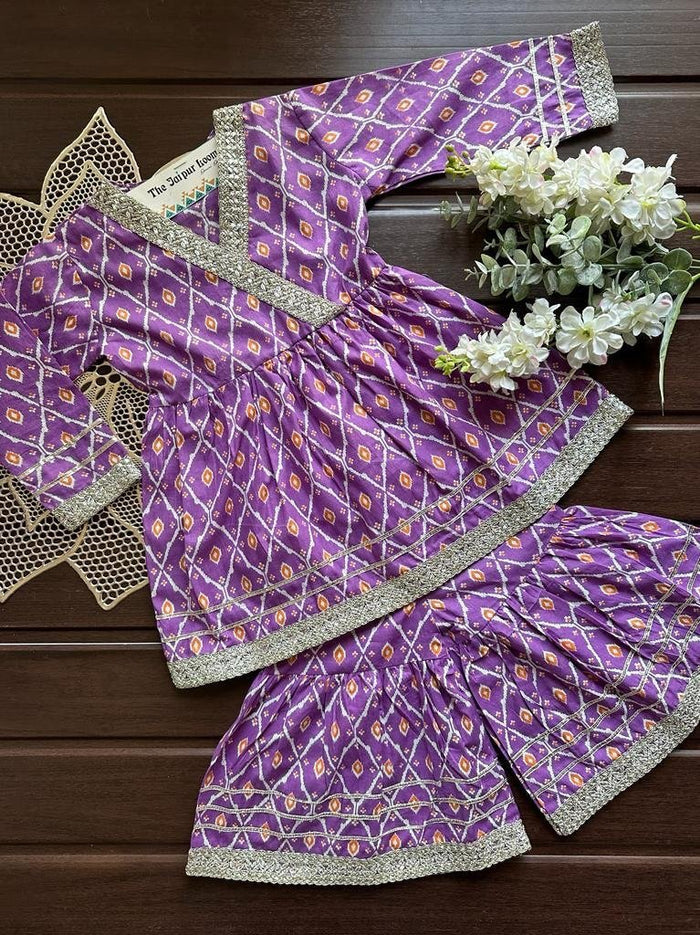 Purple Barfi Sharara Set