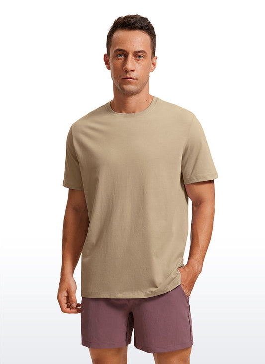 CRZ YOGA Men's Running Classic Fit Shirts Quick Dry Short Sleeves California Sand