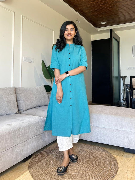 Rama Solid A-line Cotton Kurta