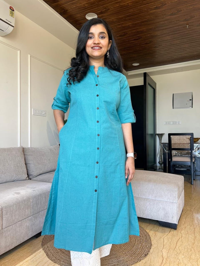 Rama Solid A-line Cotton Kurta
