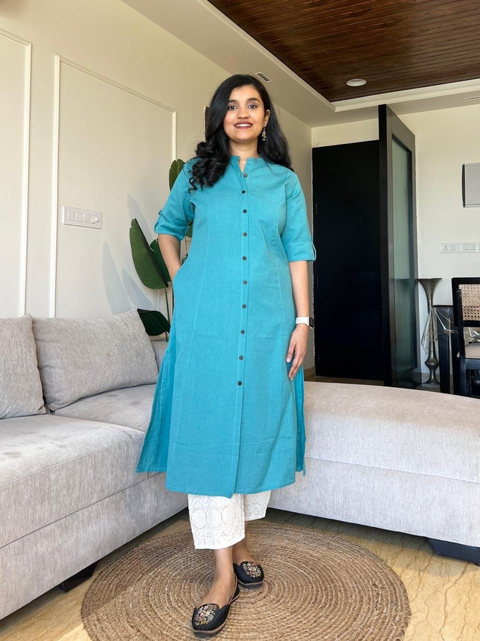 Rama Solid A-line Cotton Kurta