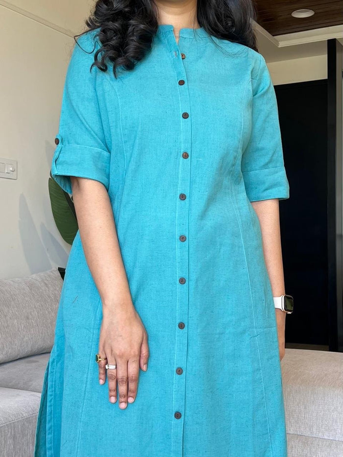 Rama Solid A-line Cotton Kurta