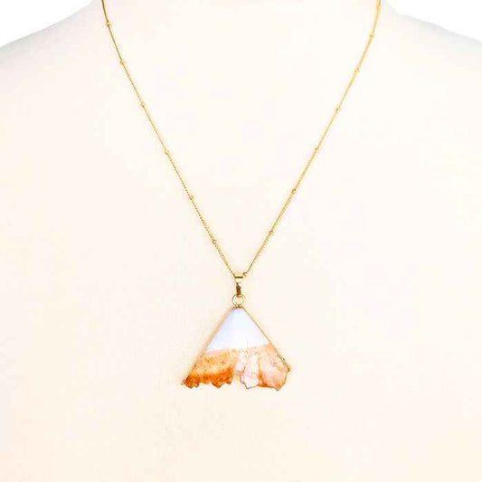 Raw citrine triangle pendant necklace, gold-plated, 18 inch