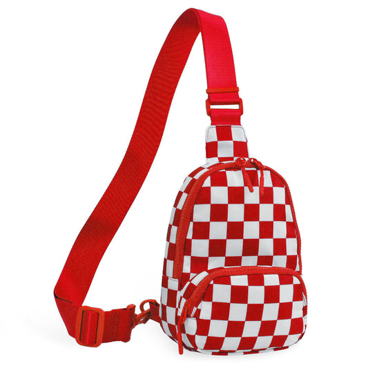 Red Small Checkered Sling Fanny Pack