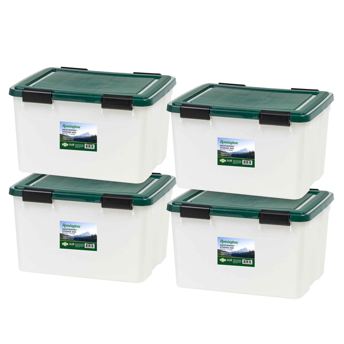 Remington Weathertight Heavy Duty Storage Tote 46.5Qt 4pk - IRIS USA