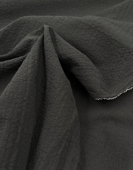 Remnant 1.1m -Black Seersucker Stripe Cotton Fabric