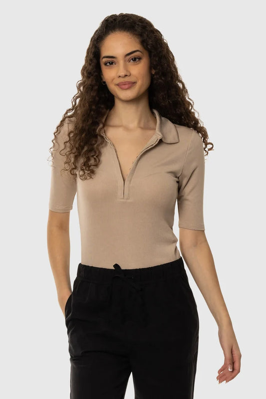 Ribbed Polo Short Sleeves - Front