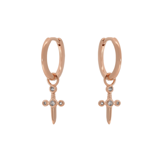 Rose Gold Dagger Huggies Huggie