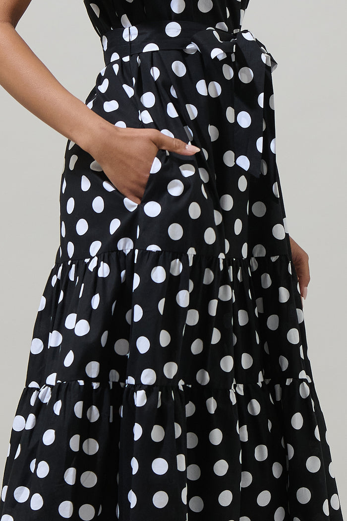 Saraya Dot Britt Poplin Tiered Midi Dress