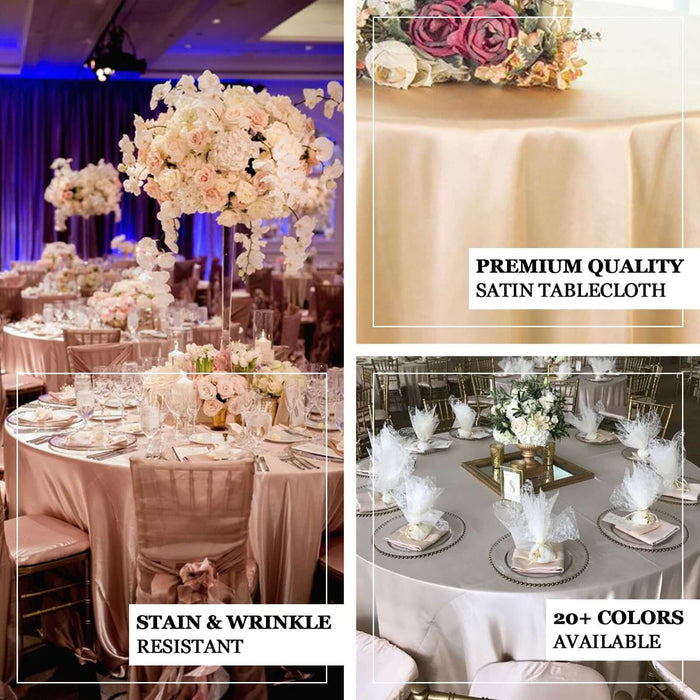 Premium quality satin tablecloths for elegant events in various colors.