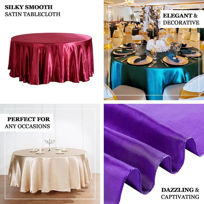 Silky smooth satin tablecloth in various colors, perfect for any occasion.