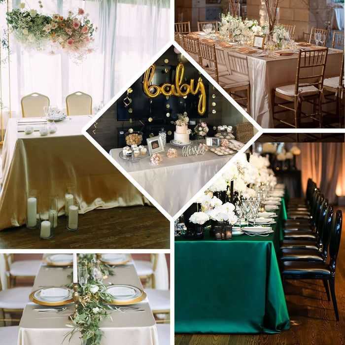 Collage of elegant table settings for a baby shower celebration.