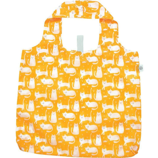 Shopping Bag Kitty Cats Yellow blu Reusable