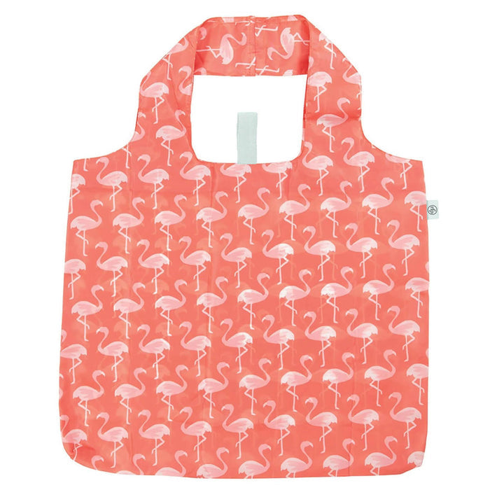 Shopping Bag Pink Flamingos blu Reusable