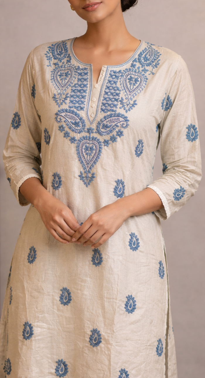 Shwet Noor Semi-Stitched Chanderi Cotton Suit
