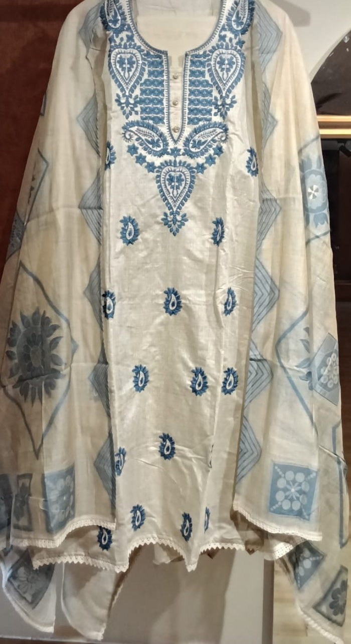 Shwet Noor Semi-Stitched Chanderi Cotton Suit