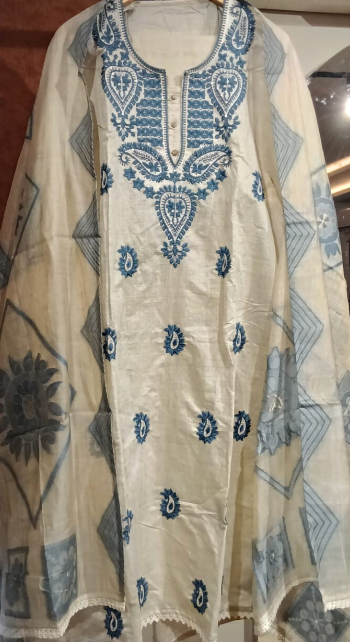 Shwet Noor Semi-Stitched Chanderi Cotton Suit