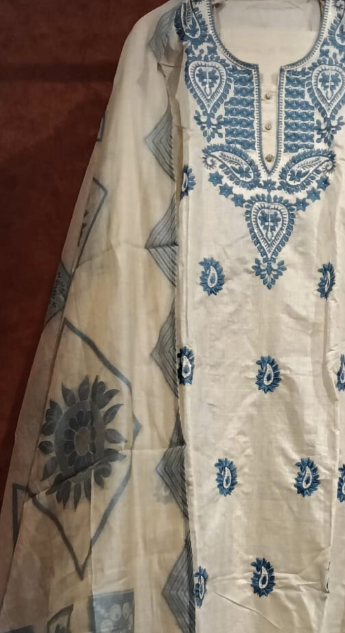 Shwet Noor Semi-Stitched Chanderi Cotton Suit