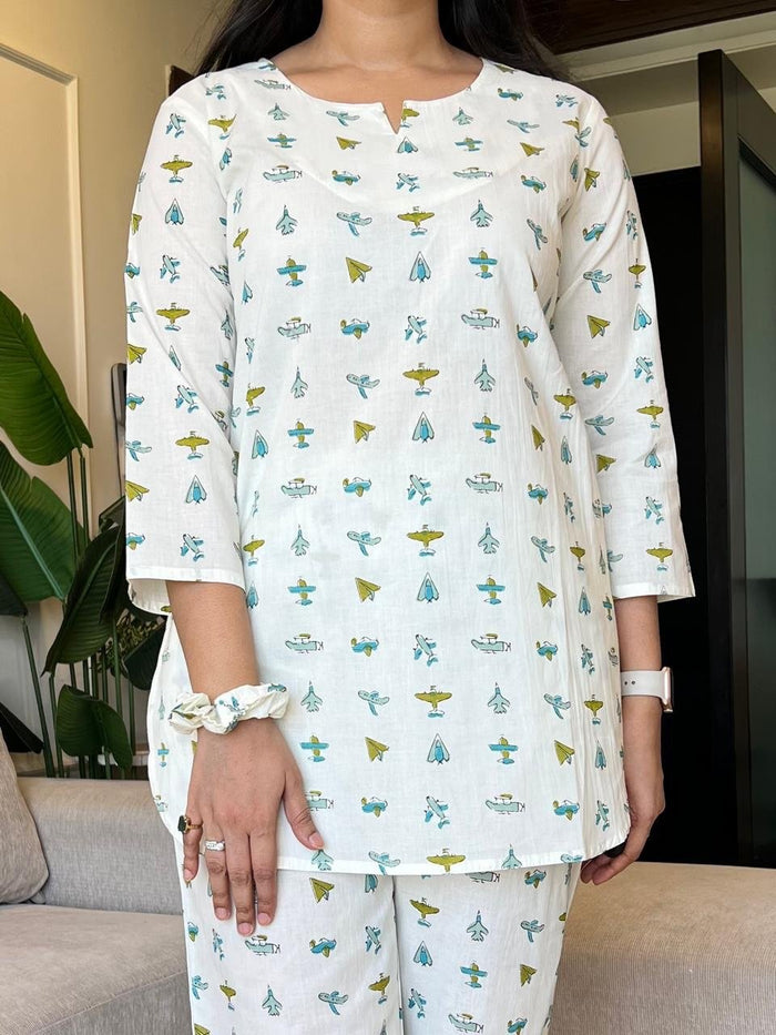 Sia Cotton Lounge Set- Planes