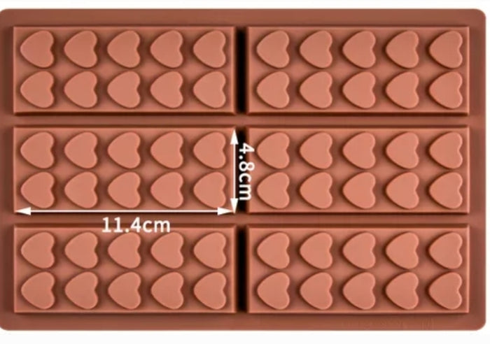 Silicone 6 Cell Heart Snap Bar Mold