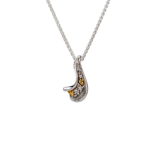 Silver And 10k Gold Rocks 'n Rivers Pendant - Cubic Zirconia