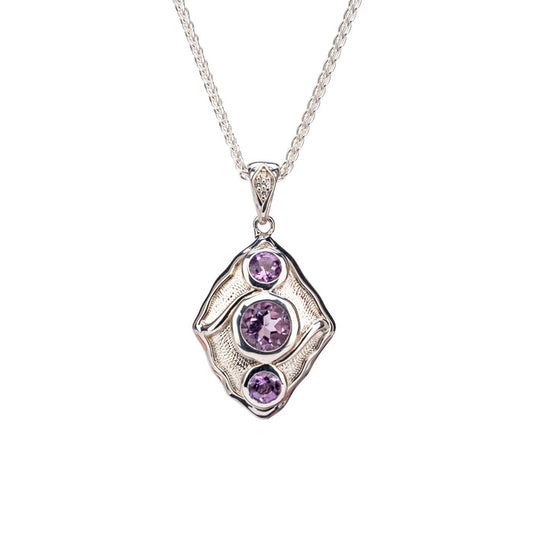 Silver Rocks 'n Rivers Pendant - Amethyst