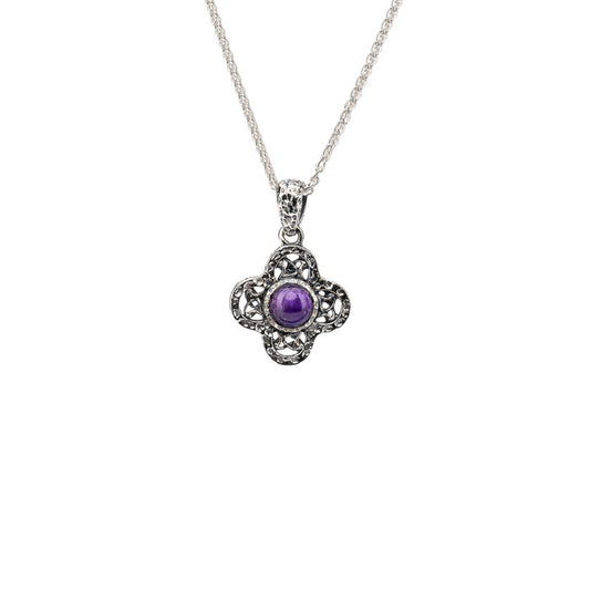 Silver Whirlpool Small Pendant - Amethyst
