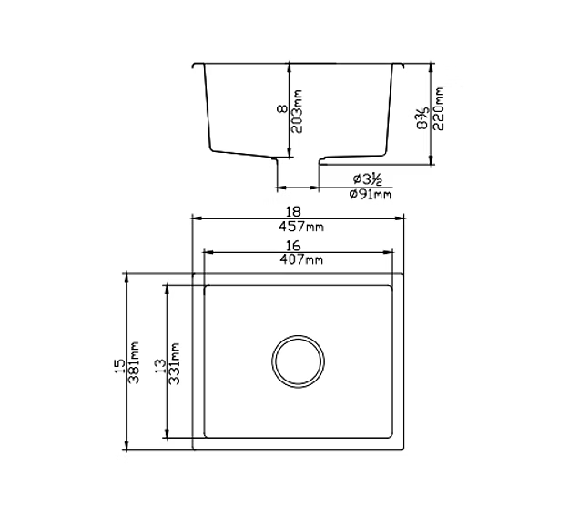 Sintered Stone Undermount Kitchen Basin381*457*220mm