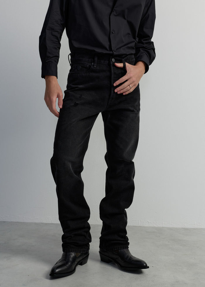 SLIM BLACK WASHED JEANS