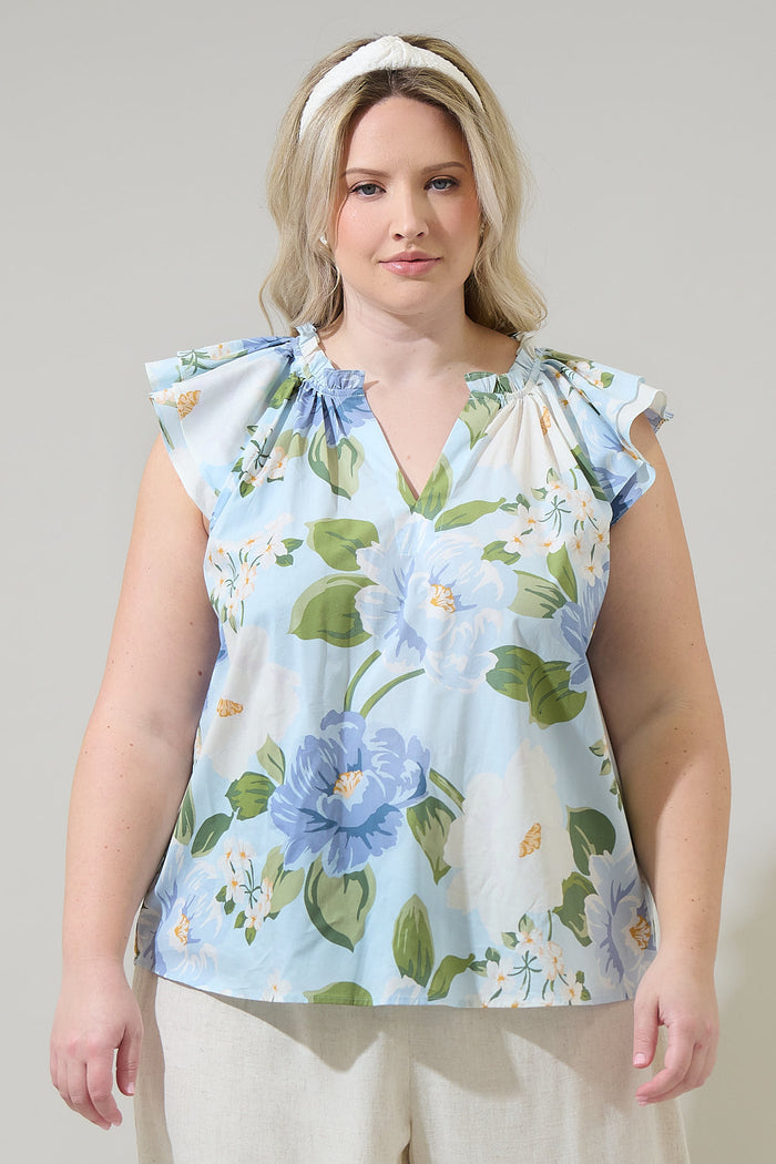 Sloane Floral Elsy Ruffle Top Curve
