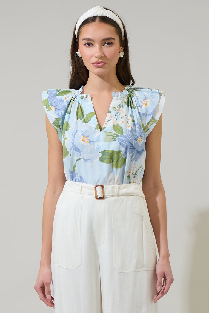 Sloane Floral Elsy Ruffle Top