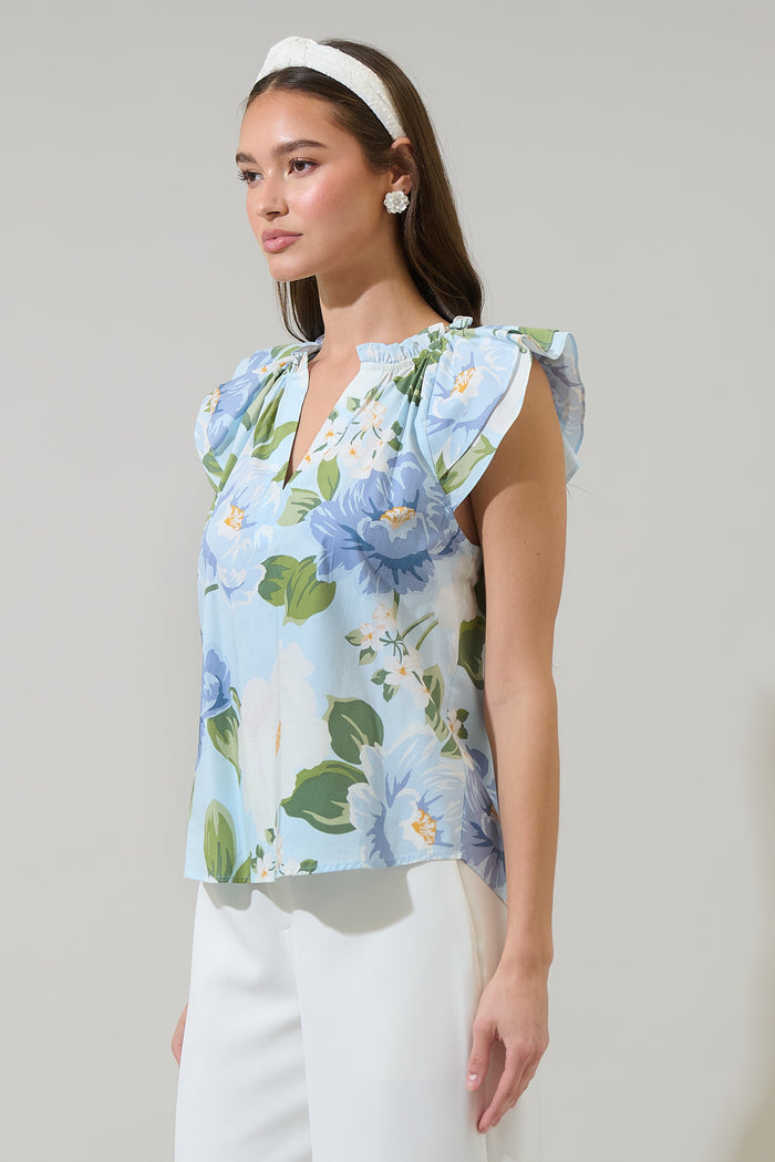 Sloane Floral Elsy Ruffle Top