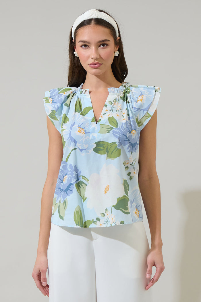 Sloane Floral Elsy Ruffle Top