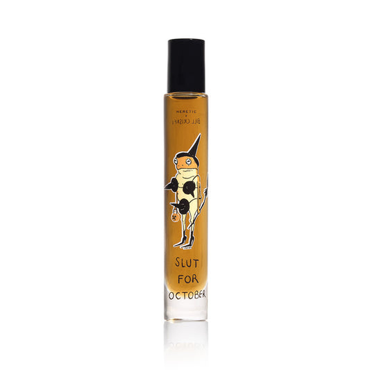 10ml rollerball perfume with halloween toad illustration on white background