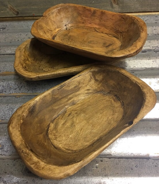 Small Hand Carved Wooden Dough Bowl